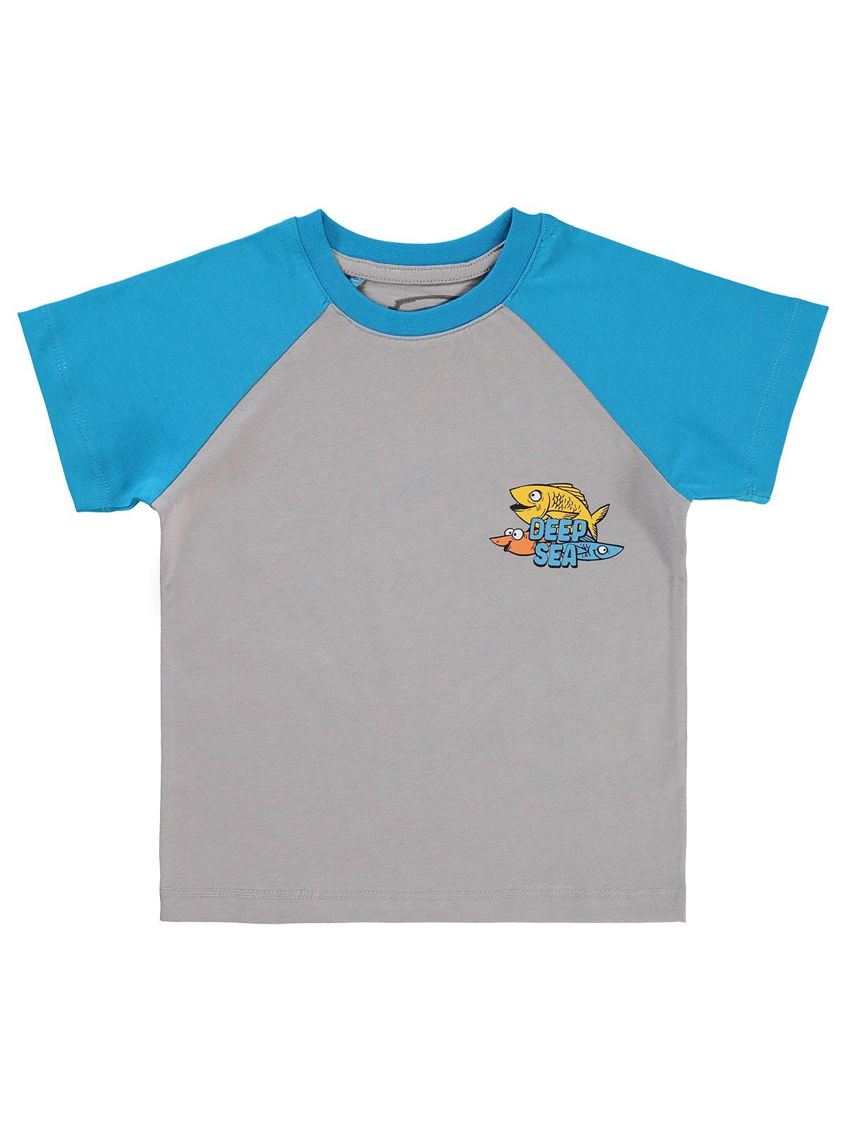 Civil Boys Deep Sea Baskılı Reglan Kol 2-5 Yaş Tişört - Gri