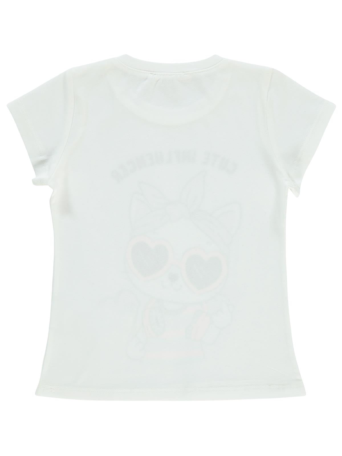 Civil Girls Kedi Baskılı 2-5 Yaş Tişört - Ekru