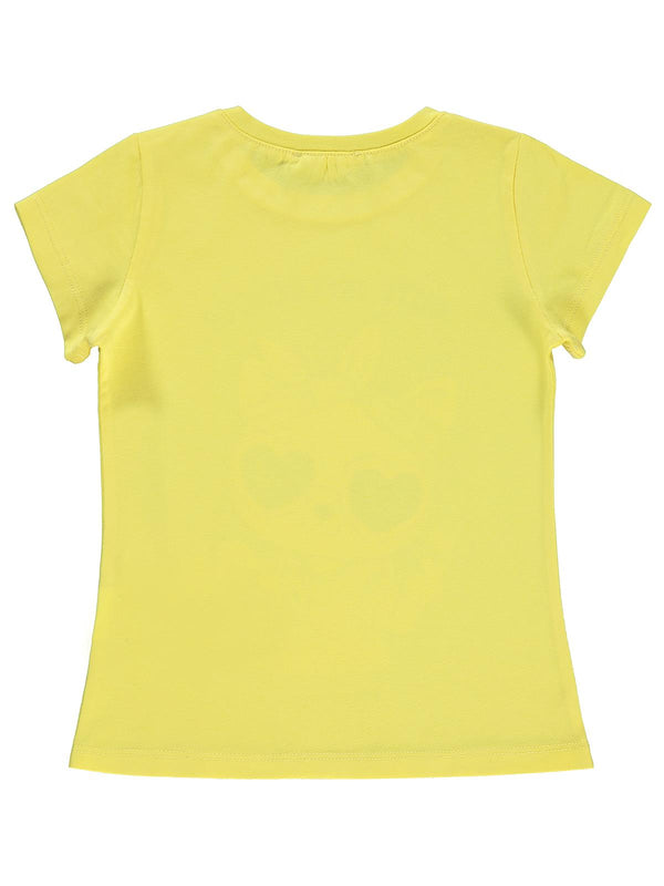 Civil Girls Kedi Baskılı 2-5 Yaş Tişört - Sarı