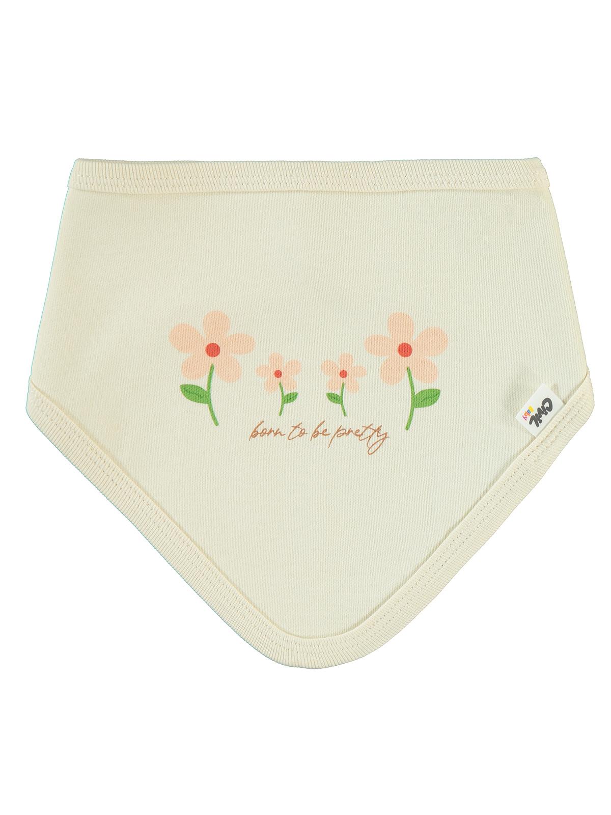 Civil Baby Mini Çiçek Empirme Mama Önlüğü - Beyaz