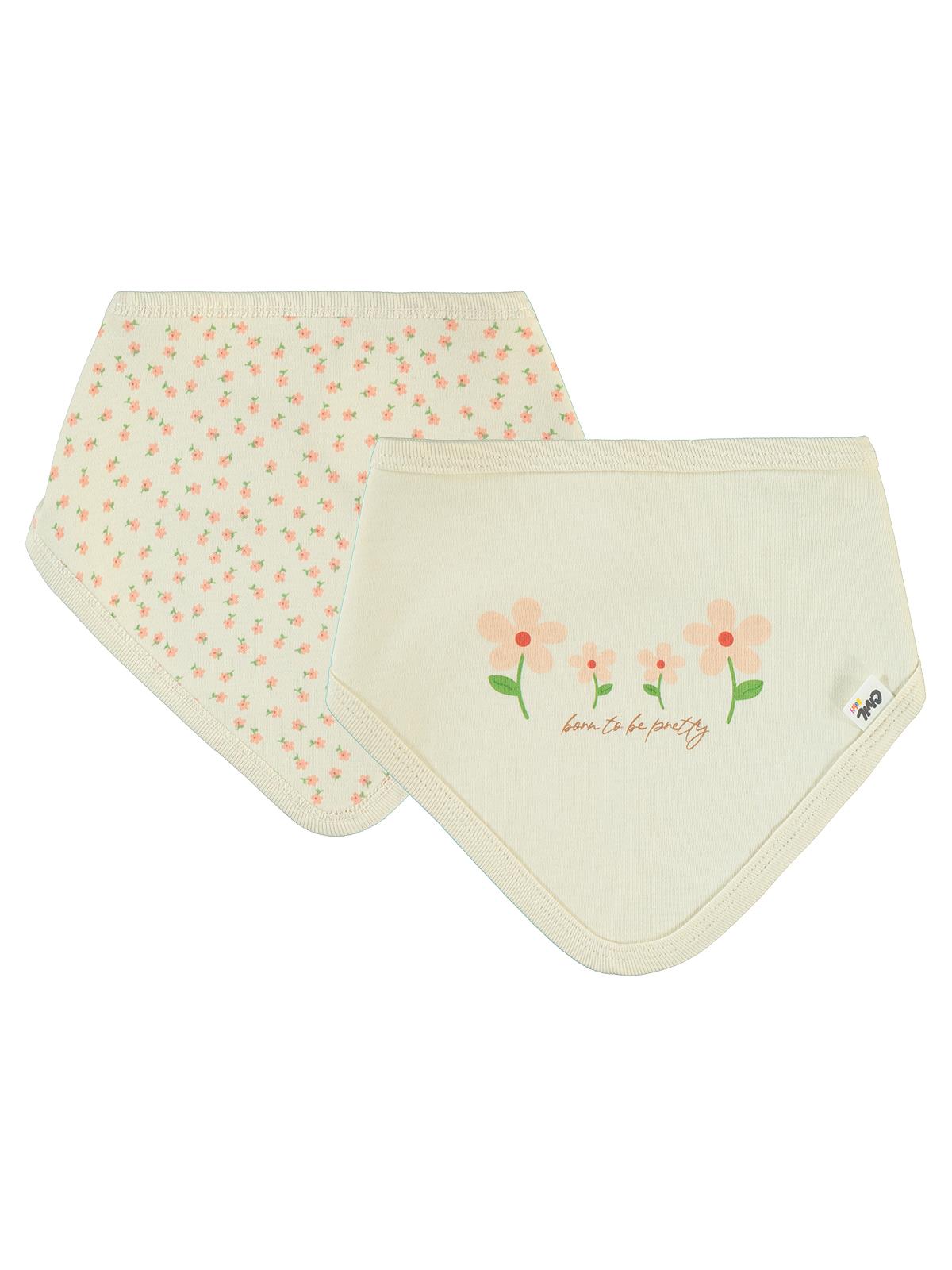 Civil Baby Mini Çiçek Empirme Mama Önlüğü - Beyaz