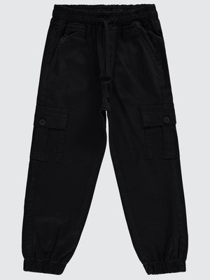 Civil Boys Bel Paça Lastikli Kargo Cepli 10-13 Yaş Pantolon - Siyah