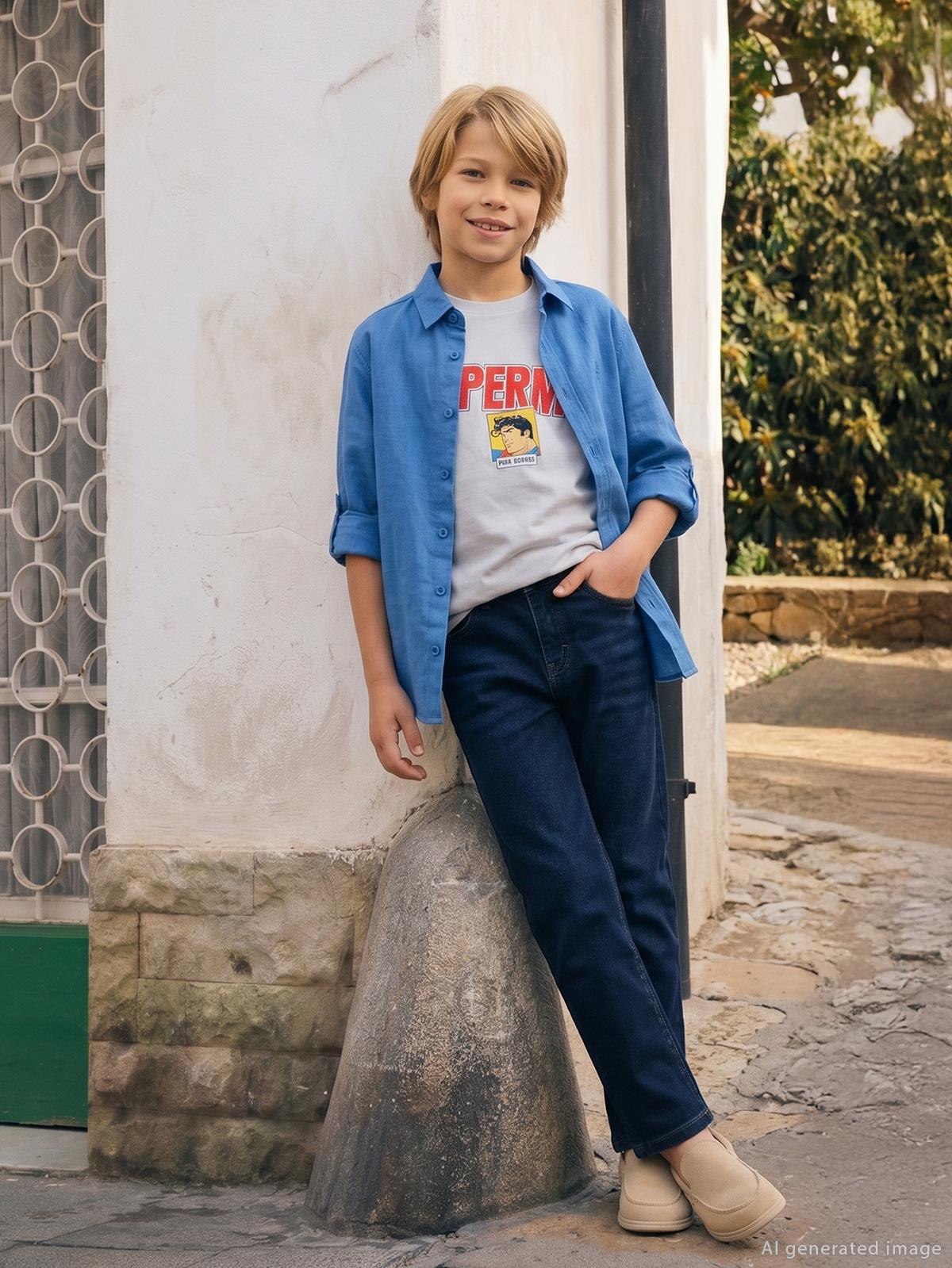Civil Boys Basic Uzun Kol 6-9 Yaş Gömlek - Mavi