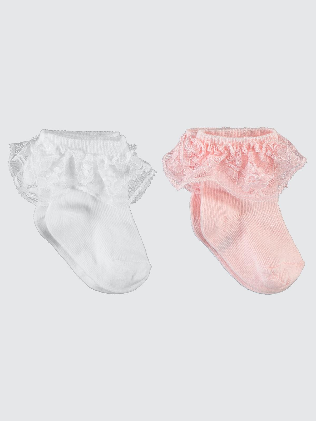 Civil Baby Kız Bebek 2'li Çorap Set 6-18 Ay  - Beyaz-Pembe