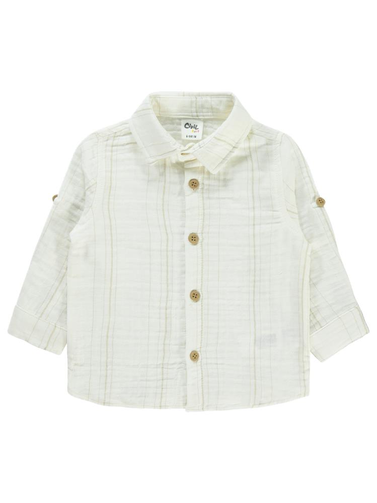 Civil Baby Çizgili Müslin 6-18 Ay Gömlek - Kahverengi