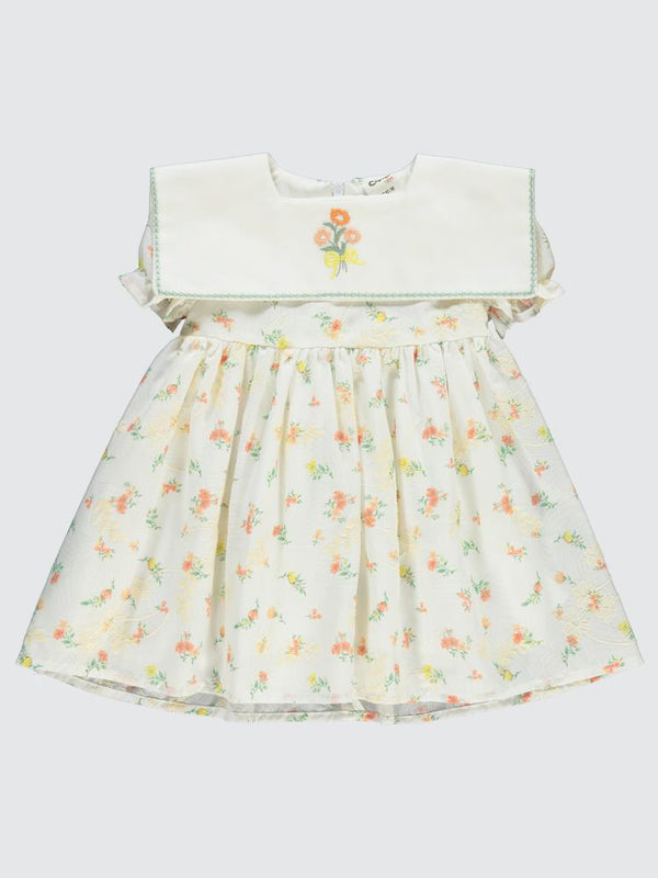 Civil Baby Çiçek Baskıılı 6-18 Ay Elbise - Ekru