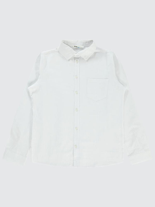 Civil Boys Yelken Nakışlı  10-13 Yaş Gömlek - Beyaz