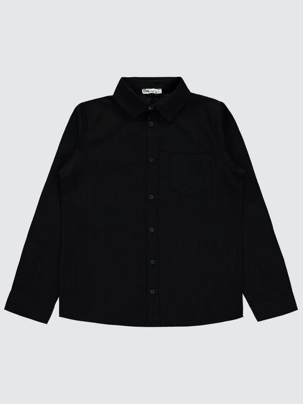 Civil Boys Yelken Nakışlı  10-13 Yaş Gömlek - Siyah