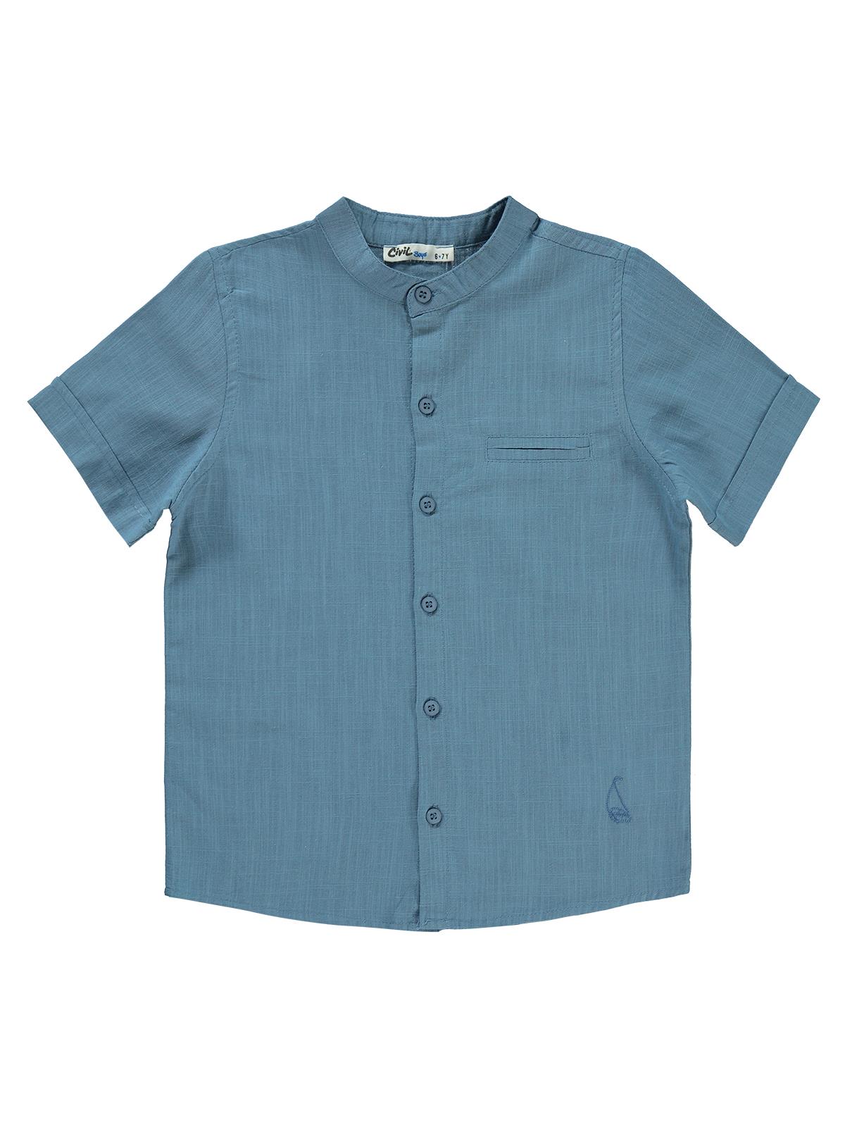 Civil Boys Yelken Nakışlı 6-9 Yaş Gömlek - Mavi