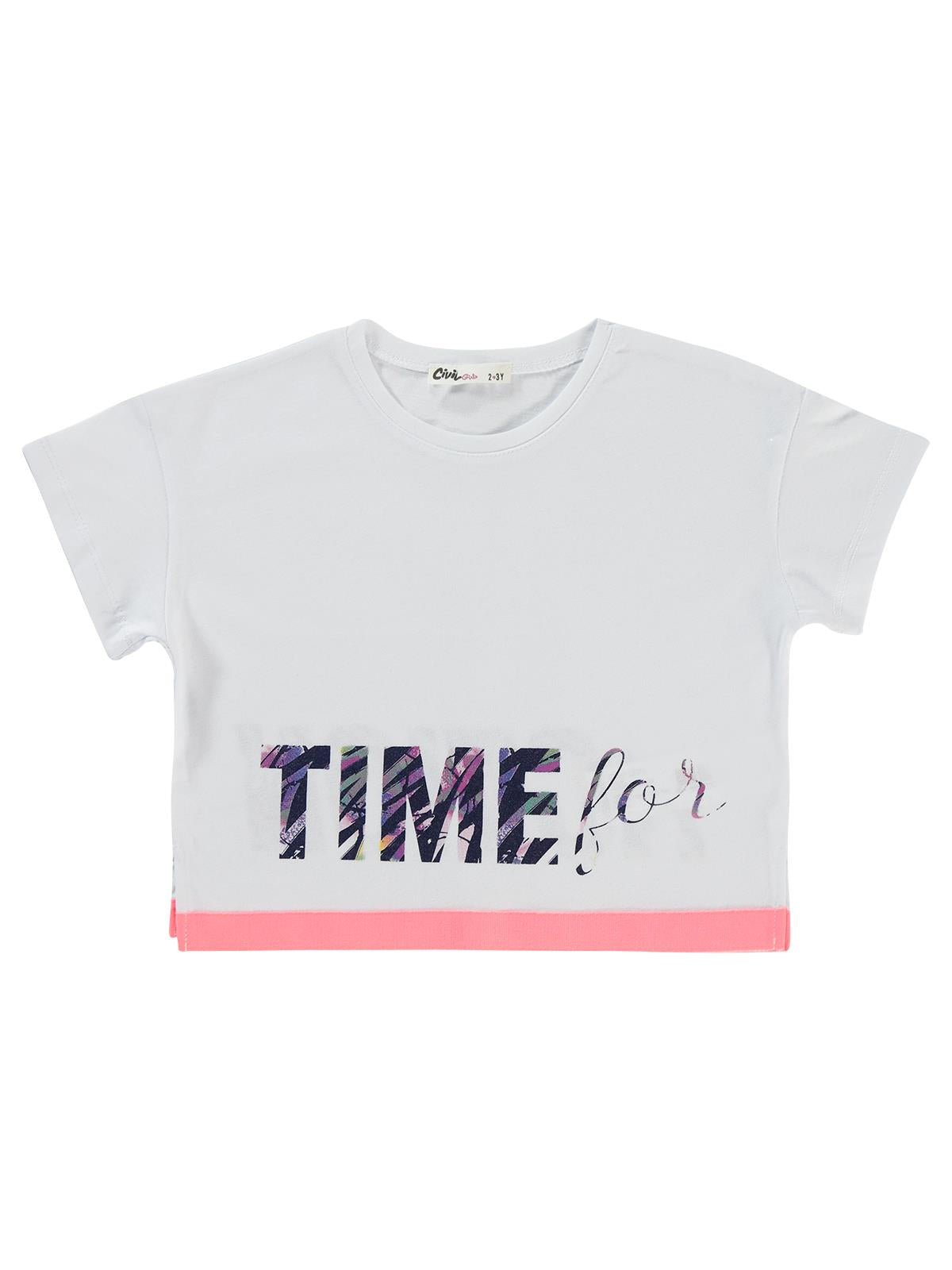 Civil Girls Time For Action 2-5 Yaş Tişört - Beyaz