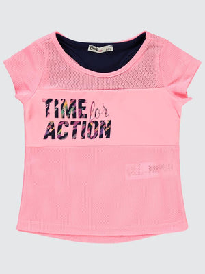 Civil Girls Time For Action Atletli 2-5 Yaş Tişört - Pembe