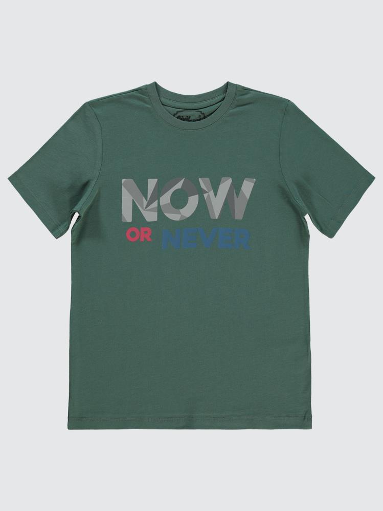 Civil Boys Now Or Never Baskılı 10-13 Yaş Tişört - Haki
