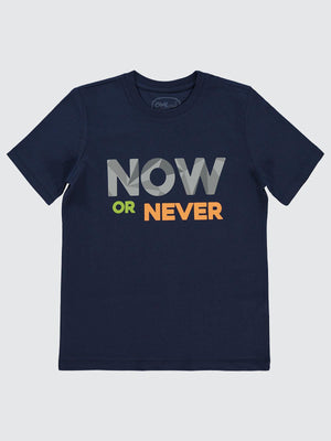 Civil Boys Now Or Never Baskılı 10-13 Yaş Tişört - Lacivert