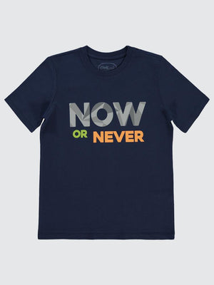 Civil Boys Now Or Never Baskılı 10-13 Yaş Tişört - Lacivert