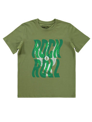 Civil Boys Rock And Roll Baskılı 10-13 Yaş Tişört - Haki