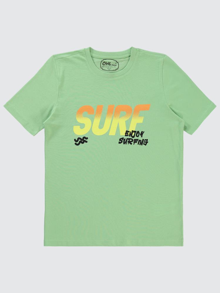 Civil Boys Surf Baskılı 10-13 Yaş Tişört - Yeşil