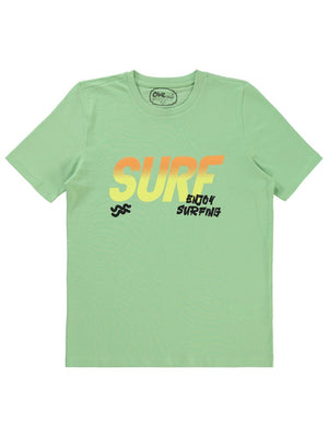 Civil Boys Surf Baskılı 10-13 Yaş Tişört - Yeşil