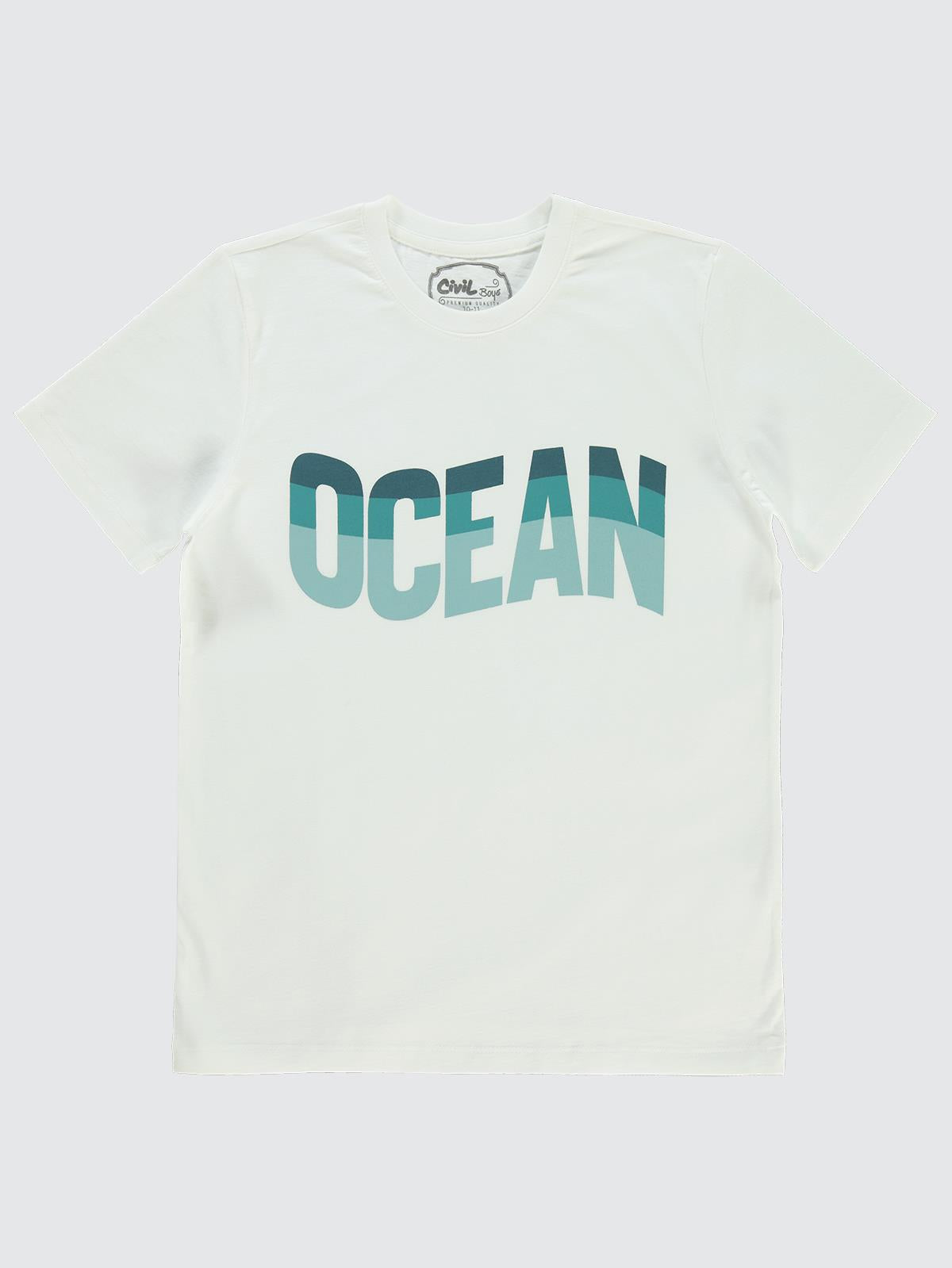 Civil Boys Ocean Baskılı 10-13 Yaş Tişört - Ekru