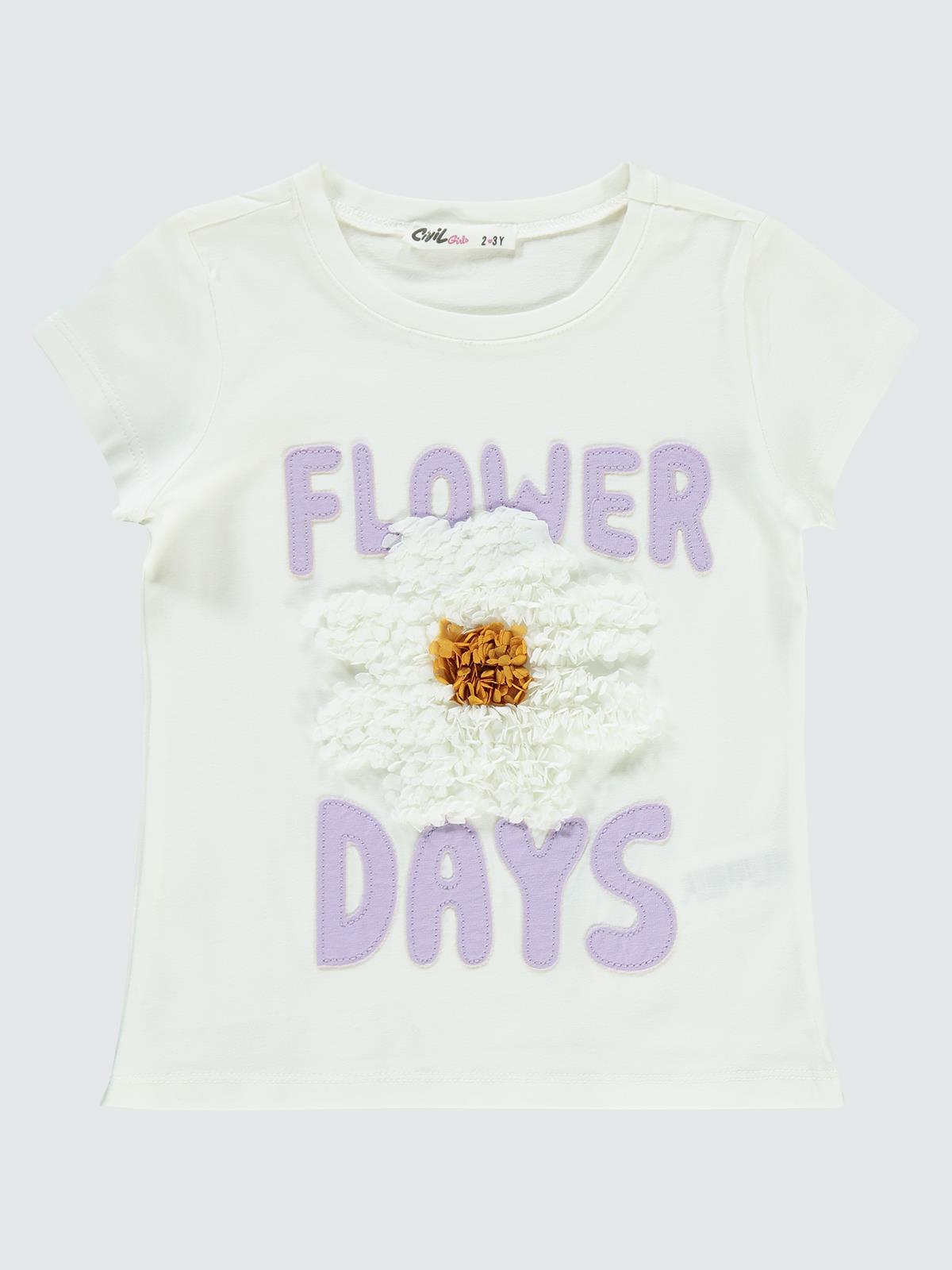 Civil Girls Daısy Empirme Lase Nakışlı Tshırt 2-5 Yaş Tişört - Lila