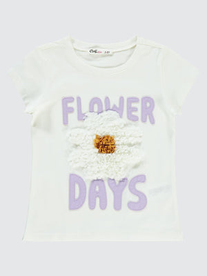 Civil Girls Daısy Empirme Lase Nakışlı Tshırt 2-5 Yaş Tişört - Lila