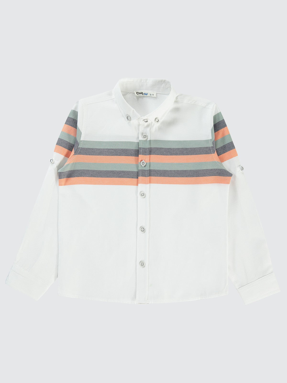Civil Boys Çizgili 10-13 Yaş Gömlek - Haki