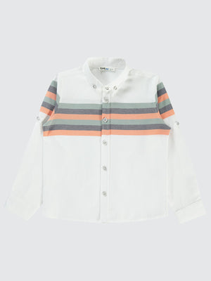 Civil Boys Çizgili 10-13 Yaş Gömlek - Haki