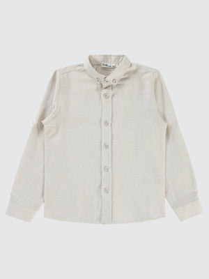Civil Boys Yelkenli Nakışlı Hasır Kumaş 6-9 Yaş Gömlek - Bej