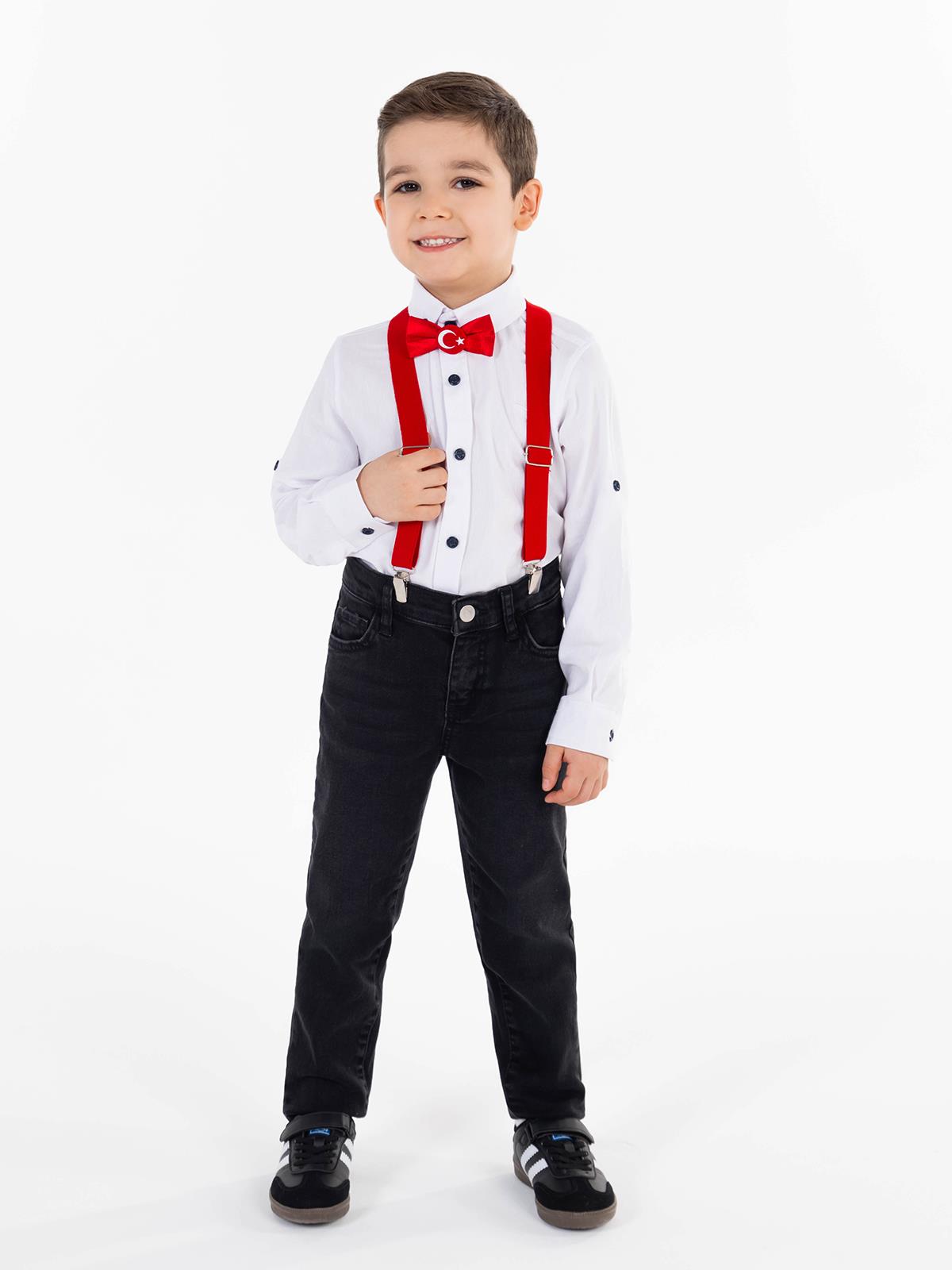 Civil Boys Gözlük Nakışlı 2-5 Yaş Gömlek - Beyaz