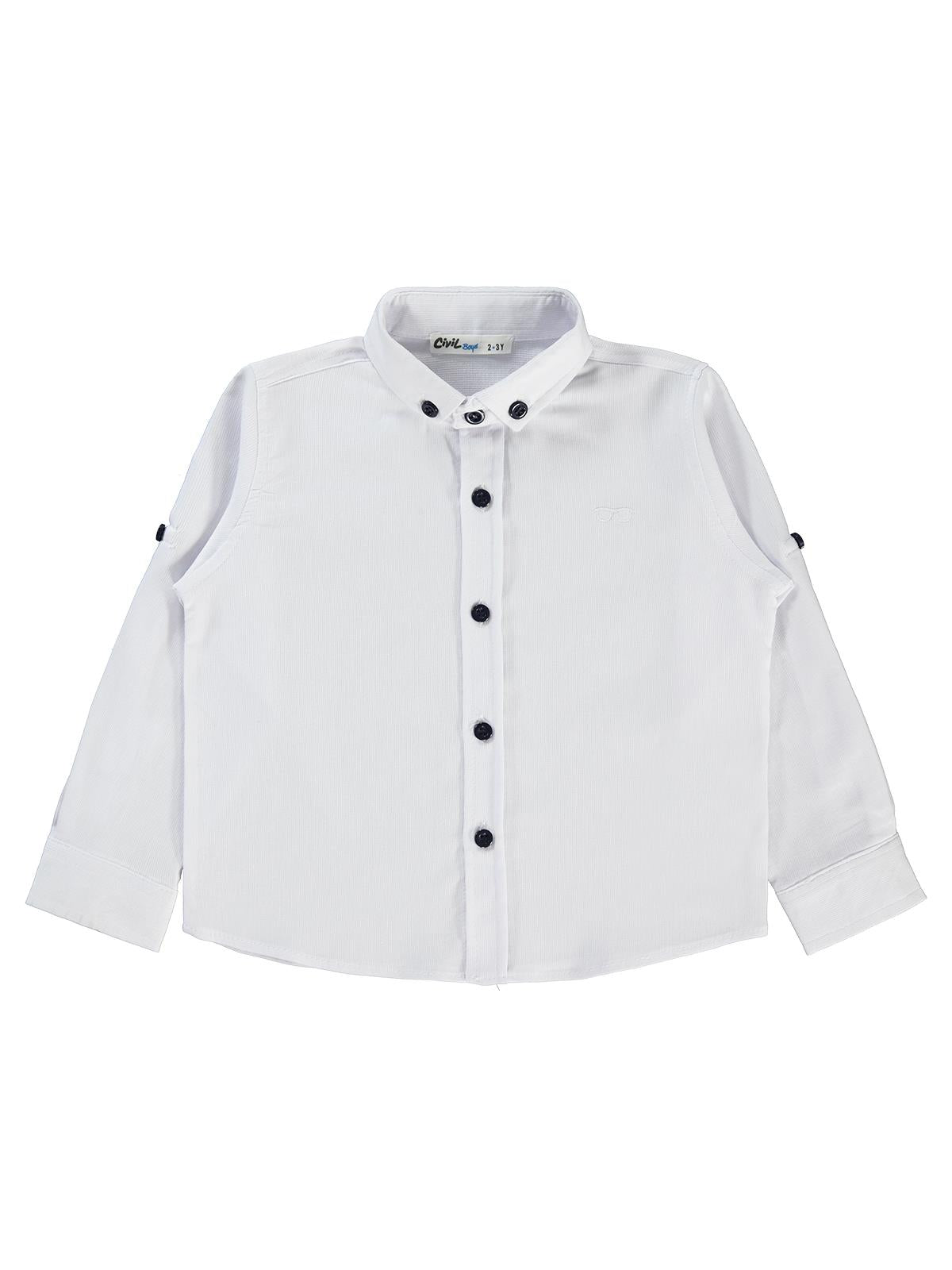 Civil Boys Gözlük Nakışlı 2-5 Yaş Gömlek - Beyaz