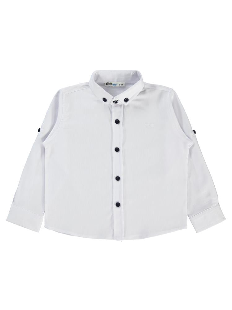 Civil Boys Gözlük Nakışlı 2-5 Yaş Gömlek - Beyaz