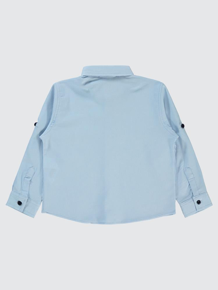 Civil Boys Gözlük Nakışlı 2-5 Yaş Gömlek - Mavi