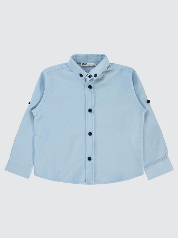 Civil Boys Gözlük Nakışlı 2-5 Yaş Gömlek - Mavi