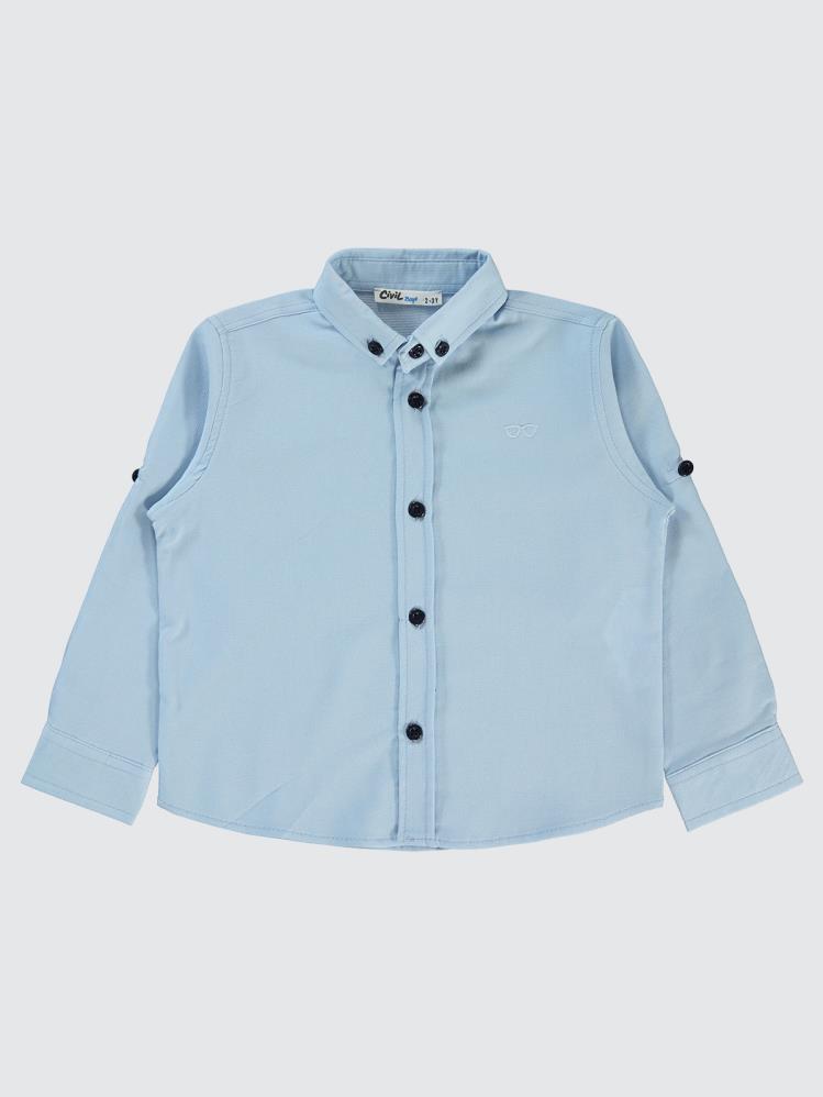 Civil Boys Gözlük Nakışlı 2-5 Yaş Gömlek - Mavi