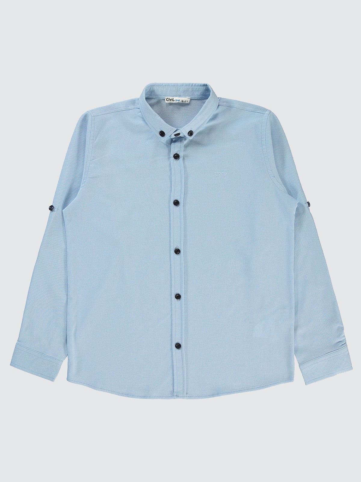 Civil Boys Gözlük Nakışlı 10-13 Yaş Gömlek - Mavi