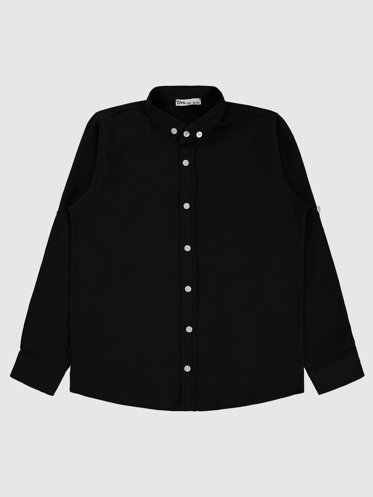 Civil Boys Gözlük Nakışlı 10-13 Yaş Gömlek - Siyah