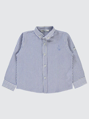 Civil Boys Çizgili Yelken Nakışlı 2-5 Yaş Gömlek - Mavi