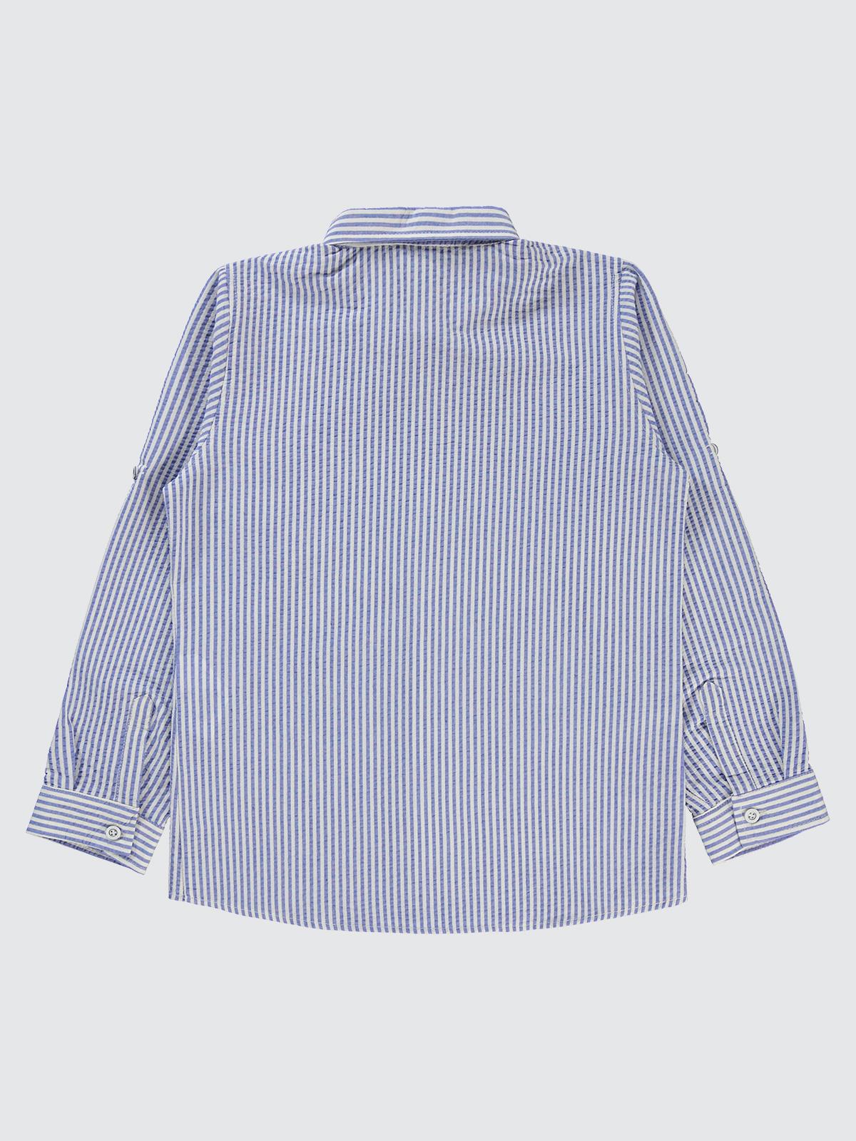 Civil Boys Çizgili Yelken Nakışlı 10-13 Yaş Gömlek - Mavi