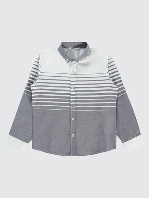 Civil Boys Çizgili Gözlük Nakışlı 6-9 Yaş Gömlek - Gri