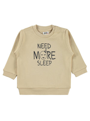 Civil Baby Need More Sleep Baskılı 6-18 Ay Sweatshirt - Kahverengi