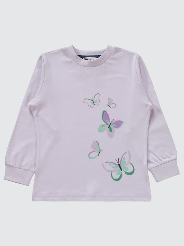 Civil Girls Kelebek Baskılı 2-5 Yaş Pijama Takımı - Lila