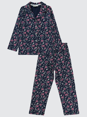Civil Girls Çiçek Empirme 6-9 Yaş Pijama Takımı - Lacivert