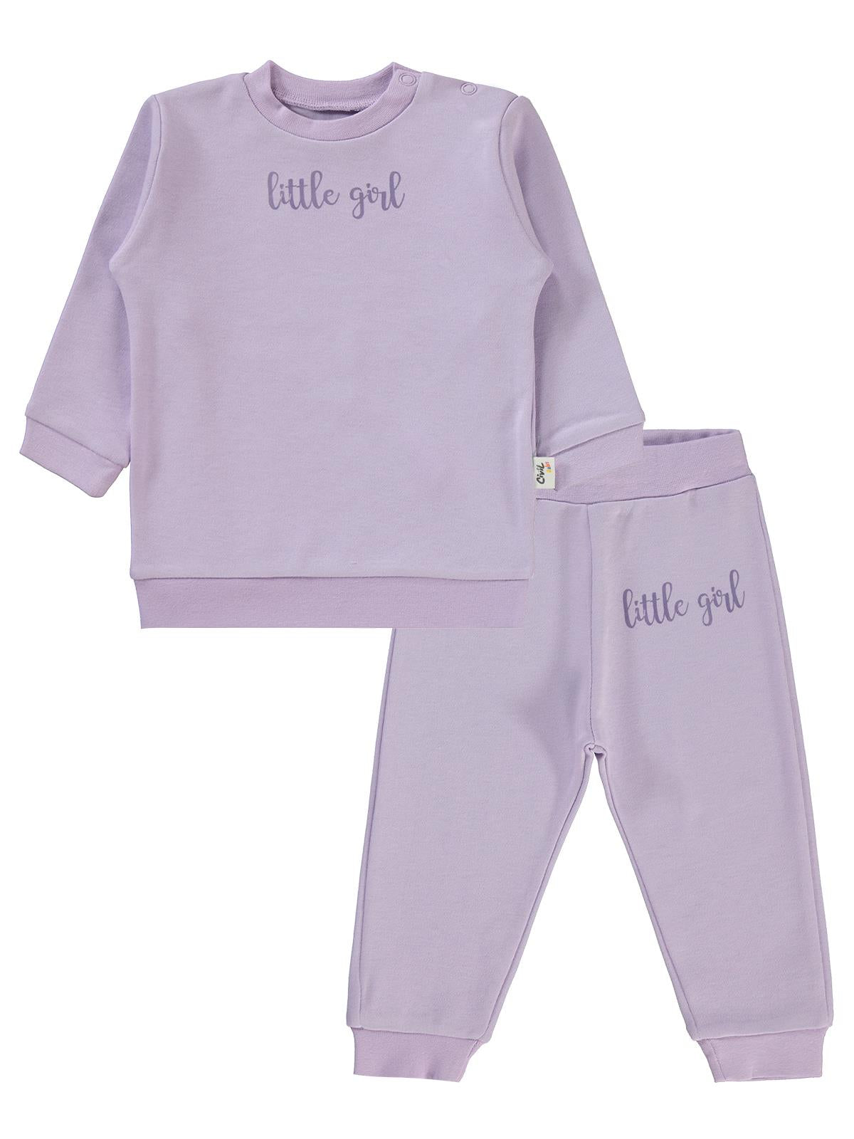 Civil Baby Little Girl Baskılı 6-18 Ay Takım - Lila