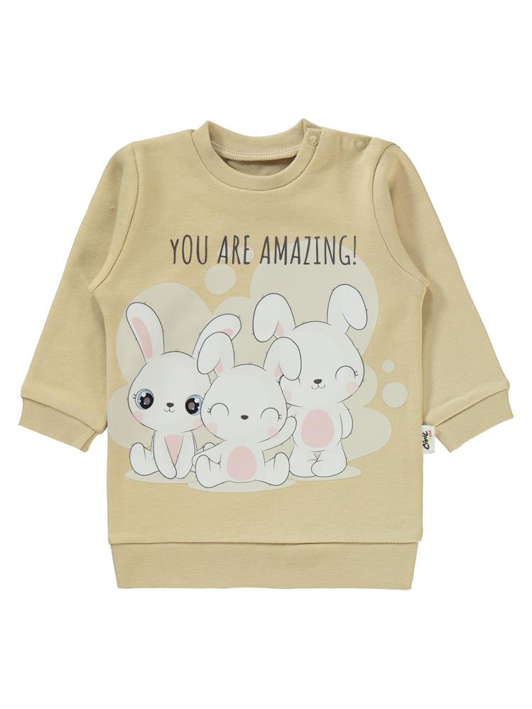 Civil Baby Tavşanlar Baskılı 6-18 Ay Takım - Kahverengi