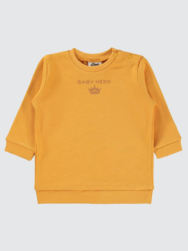 Civil Baby Baby Hero Baskılı 6-18 Ay Sweatshirt - Hardal