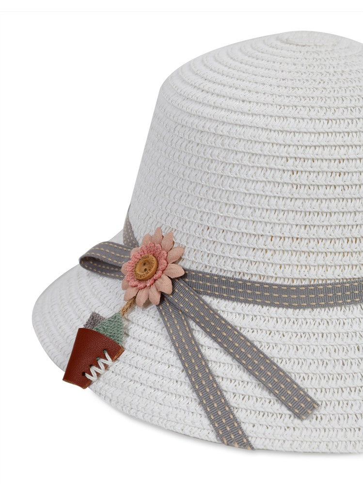 Civil Girls 6-9 Yaş Kız Çocuk Hasır Şapka - Beyaz