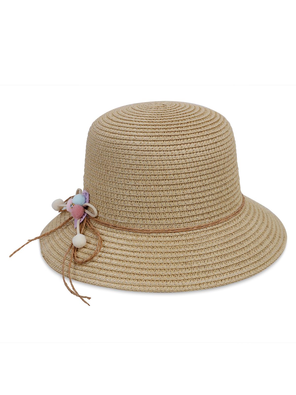 Kitti Kız Çocuk Hasır Şapka 6-9 Yaş Pudra - Bej