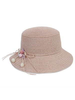 Kitti Kız Çocuk Hasır Şapka 6-9 Yaş  - Pudra