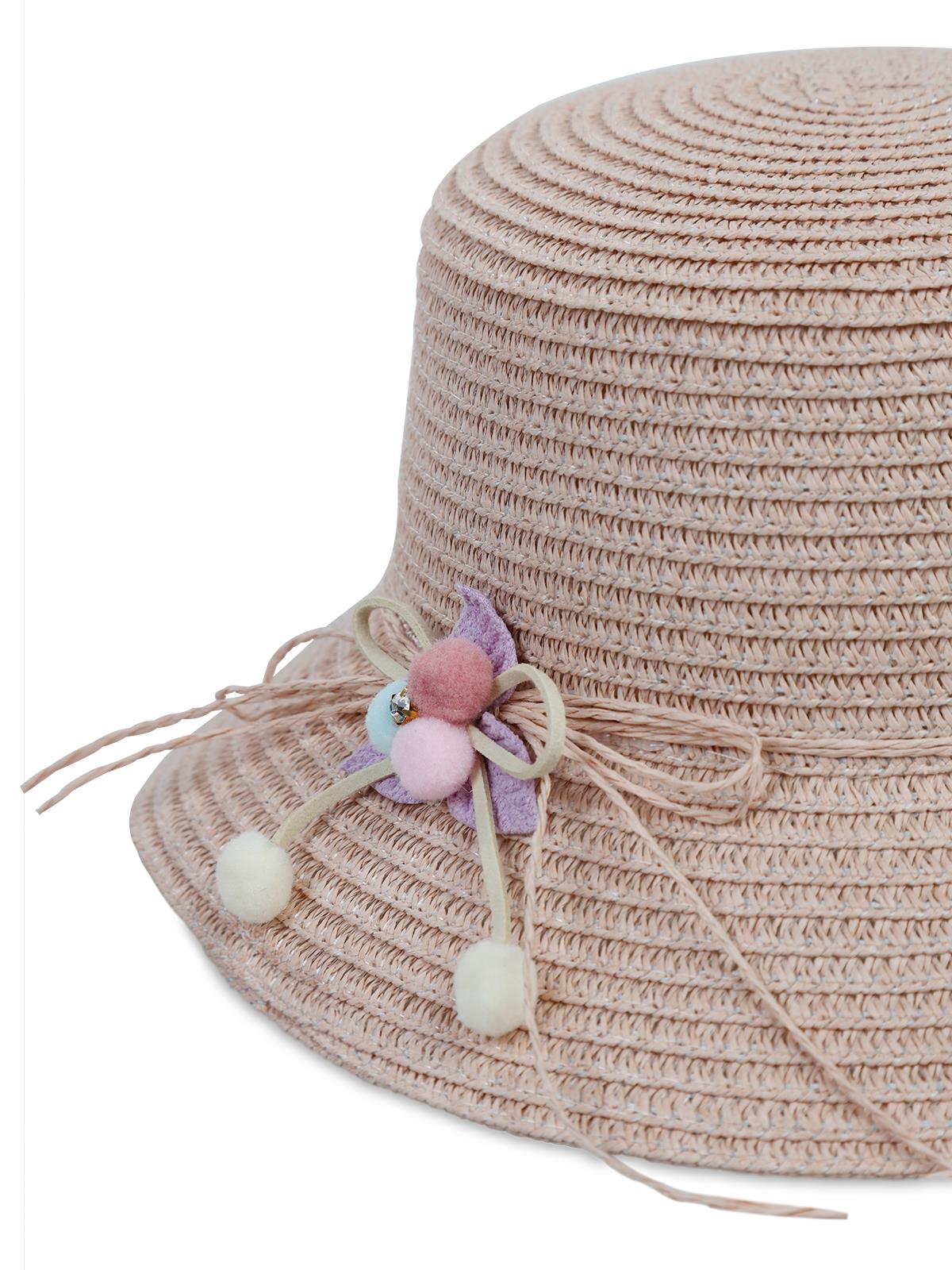 Kitti Kız Çocuk Hasır Şapka 6-9 Yaş  - Pudra