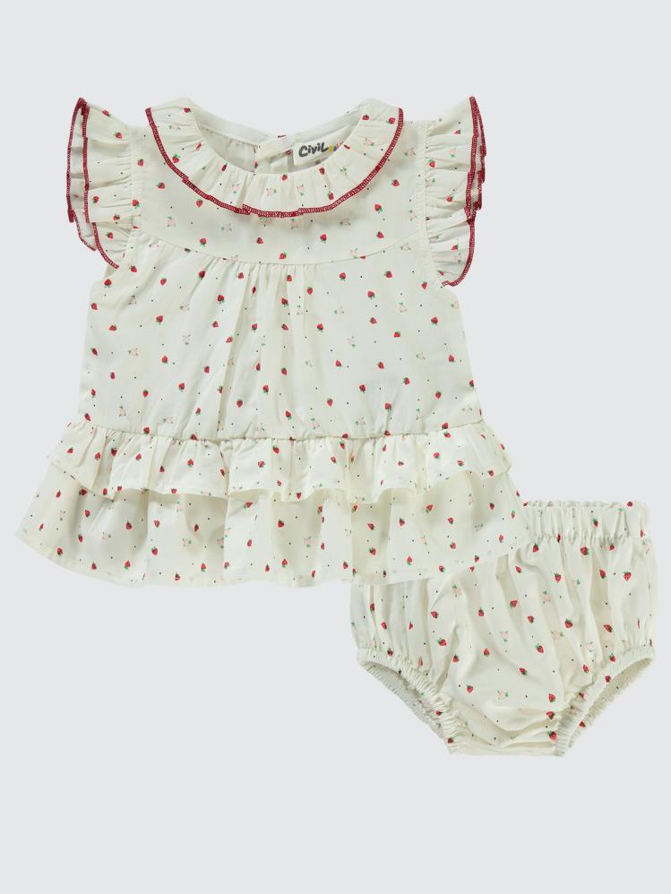 Civil Baby Çilek Empirme 6-18 Ay Takım - Kırmızı