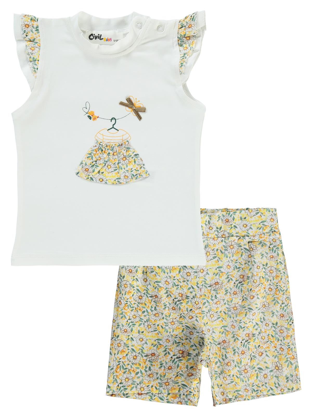 Civil Baby Çiçek Baskılı 2'Li 6-18 Ay Takım - Sarı